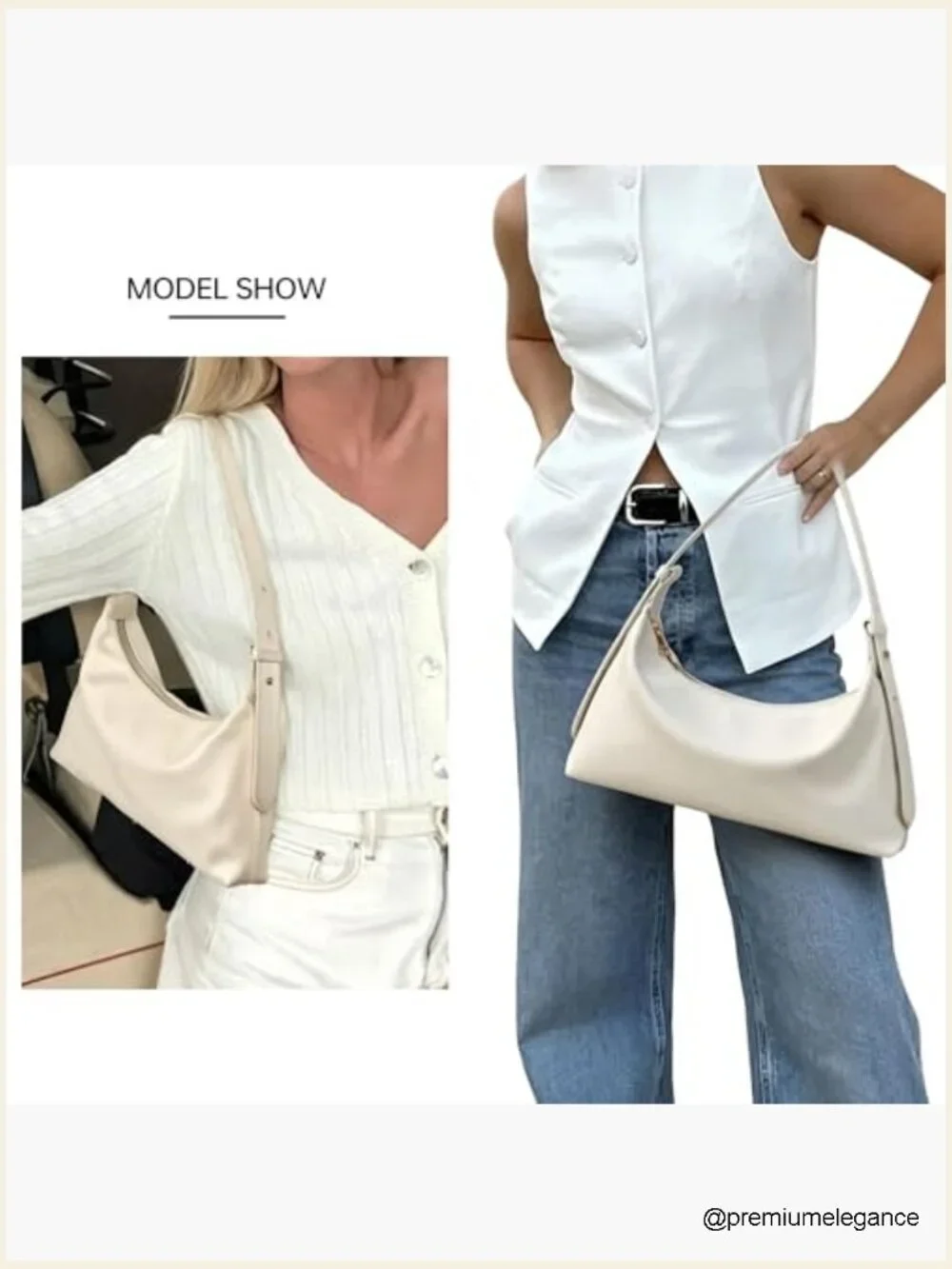 Medium Crescent Hobo Bag Vegan Leather Shoulder Purse Crossbody Trendy